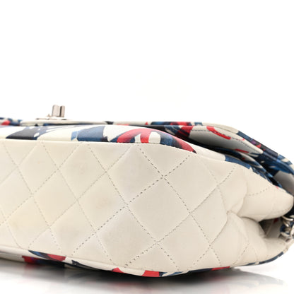 Chanel Lambskin Airline Printed Medium Double Flap White Red Blue 9 of 11
