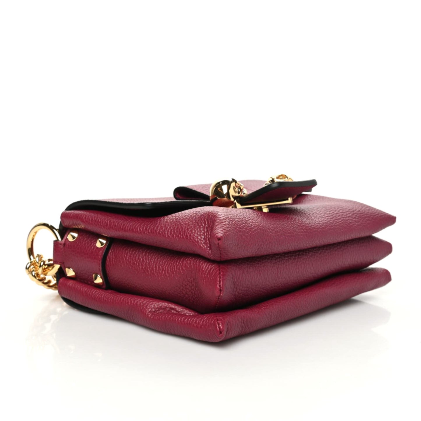 Calfskin Small Twin Skull Chain Crossbody Burgundy