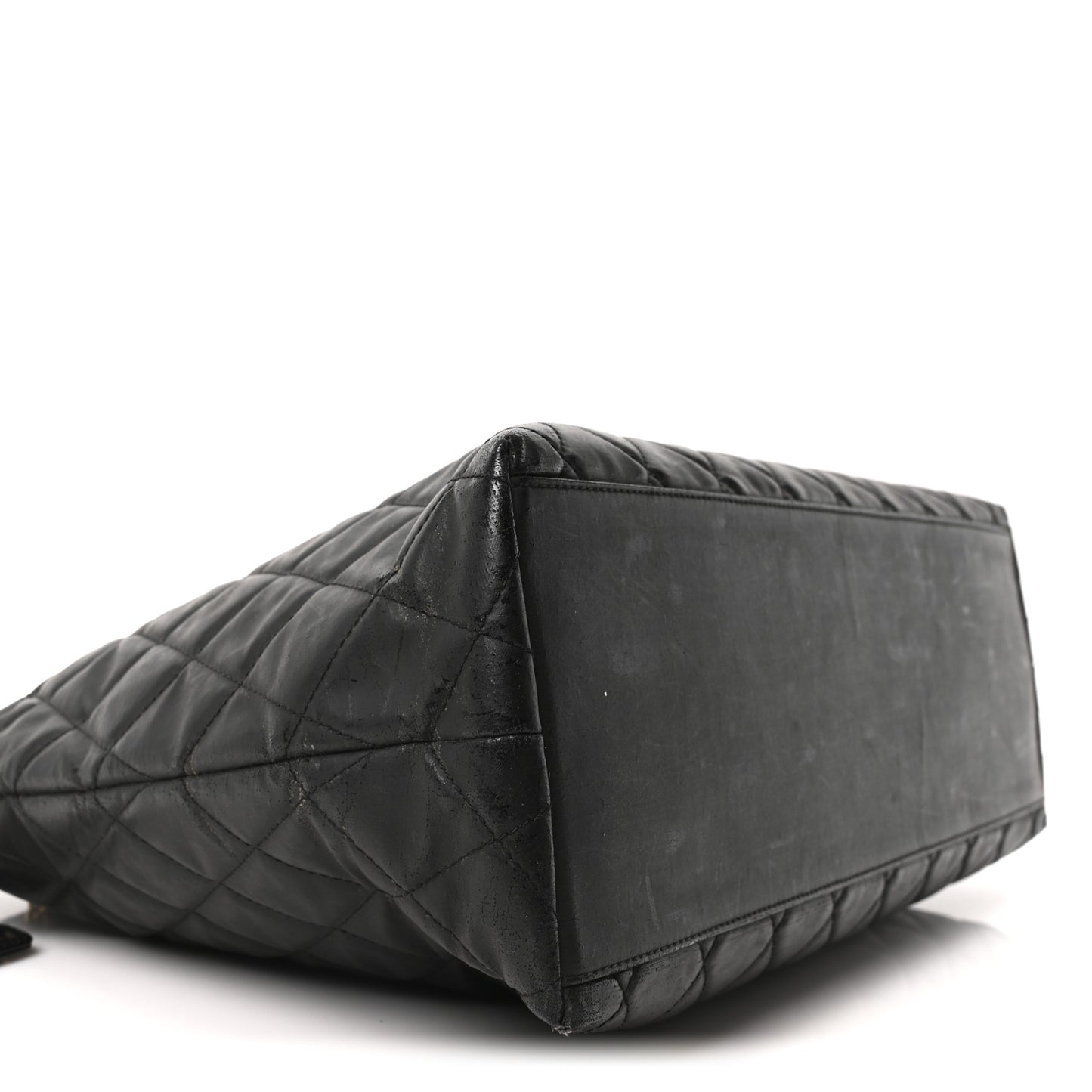 Vinyl Quilted Shoulder Bag Black