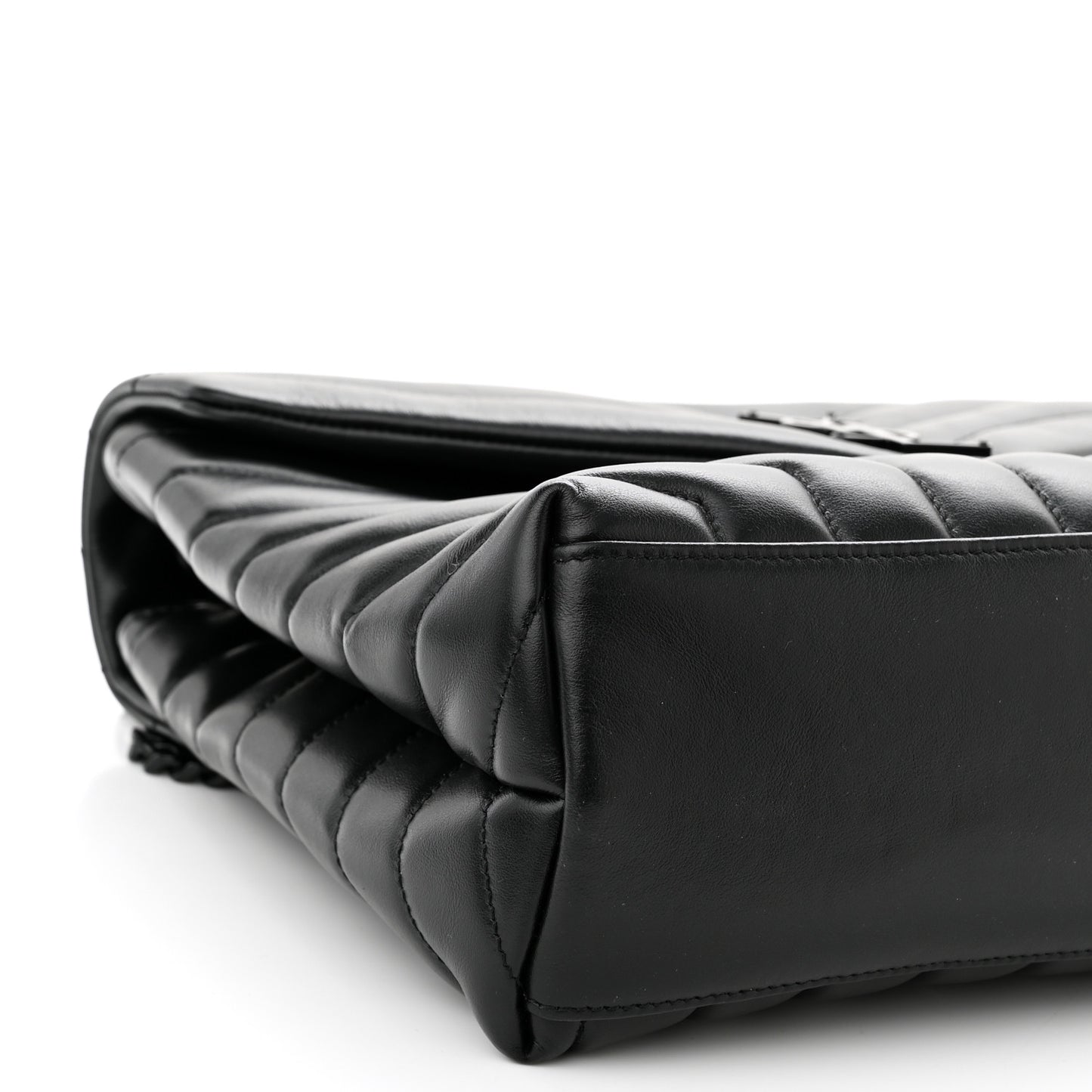 Calfskin Y Quilted Monogram Monochrome Medium Loulou Chain Satchel Black