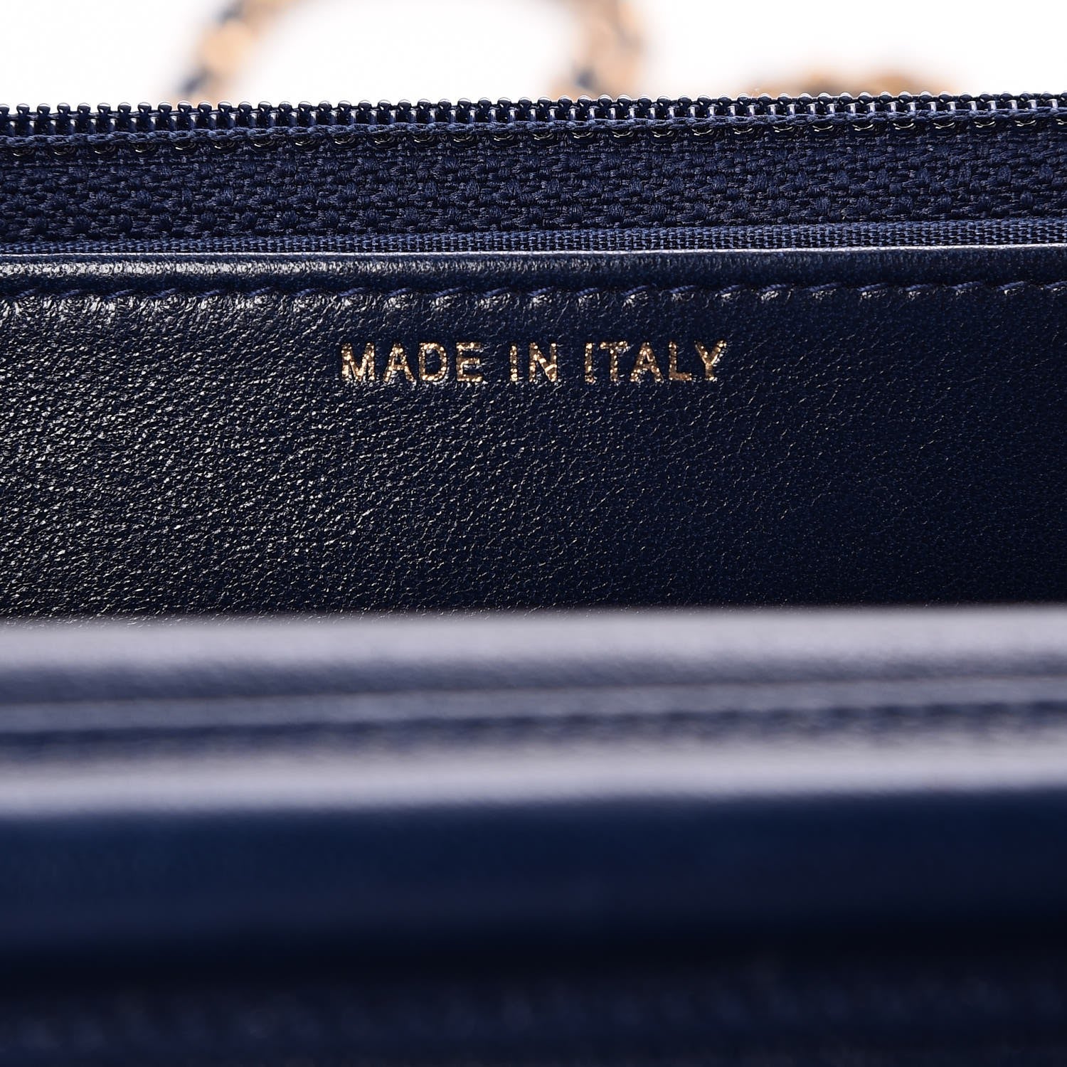 Chanel Lambskin Chevron Quilted Wallet On Chain WOC Navy Blue 7 of 9