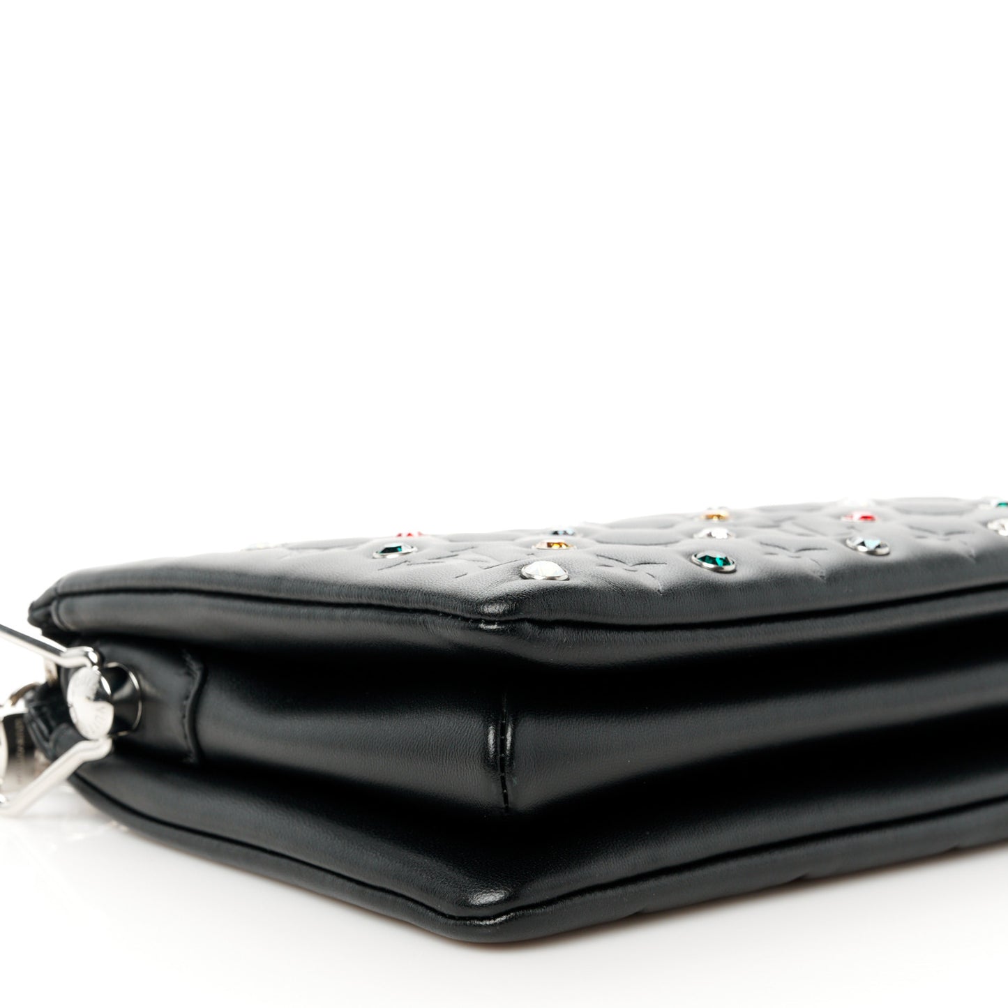 Lambskin Monogram Crystal Embossed Embellished Coussin BB Black