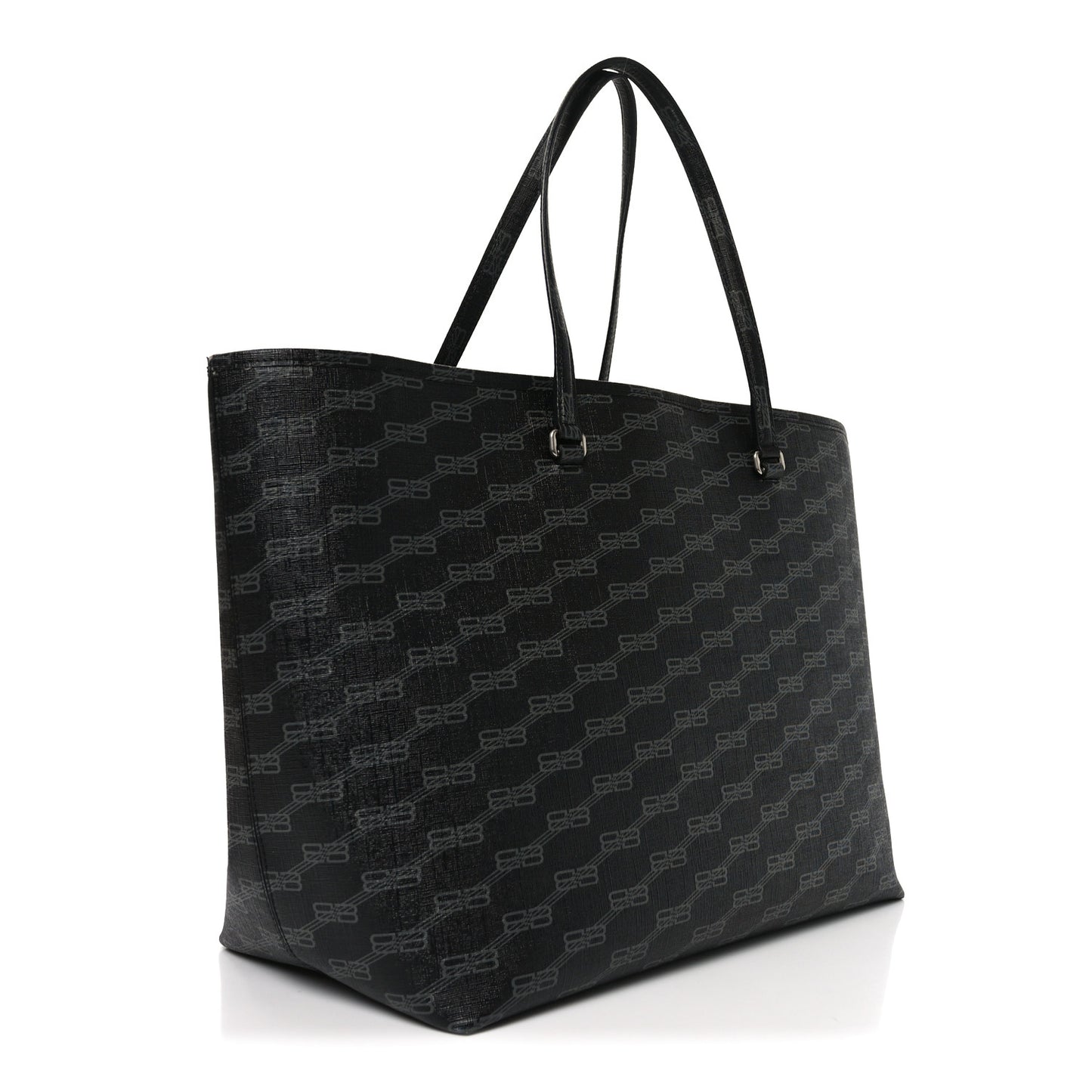 Coated Canvas BB Monogram Large Signature East West Shopper Bag Black Grey