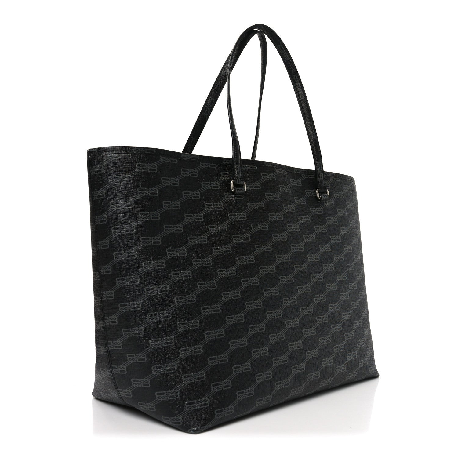Balenciaga Coated Canvas BB Monogram Large Signature East West Shopper Bag Black Grey 3 of 10
