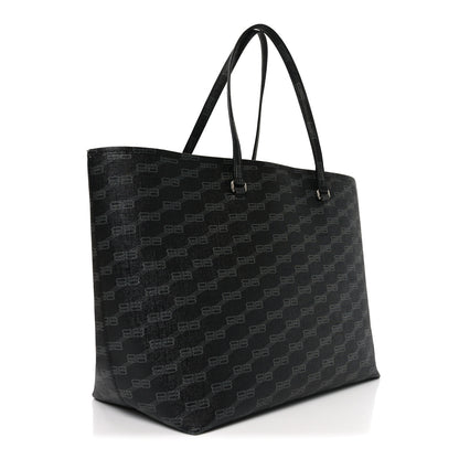 Balenciaga Coated Canvas BB Monogram Large Signature East West Shopper Bag Black Grey 3 of 10