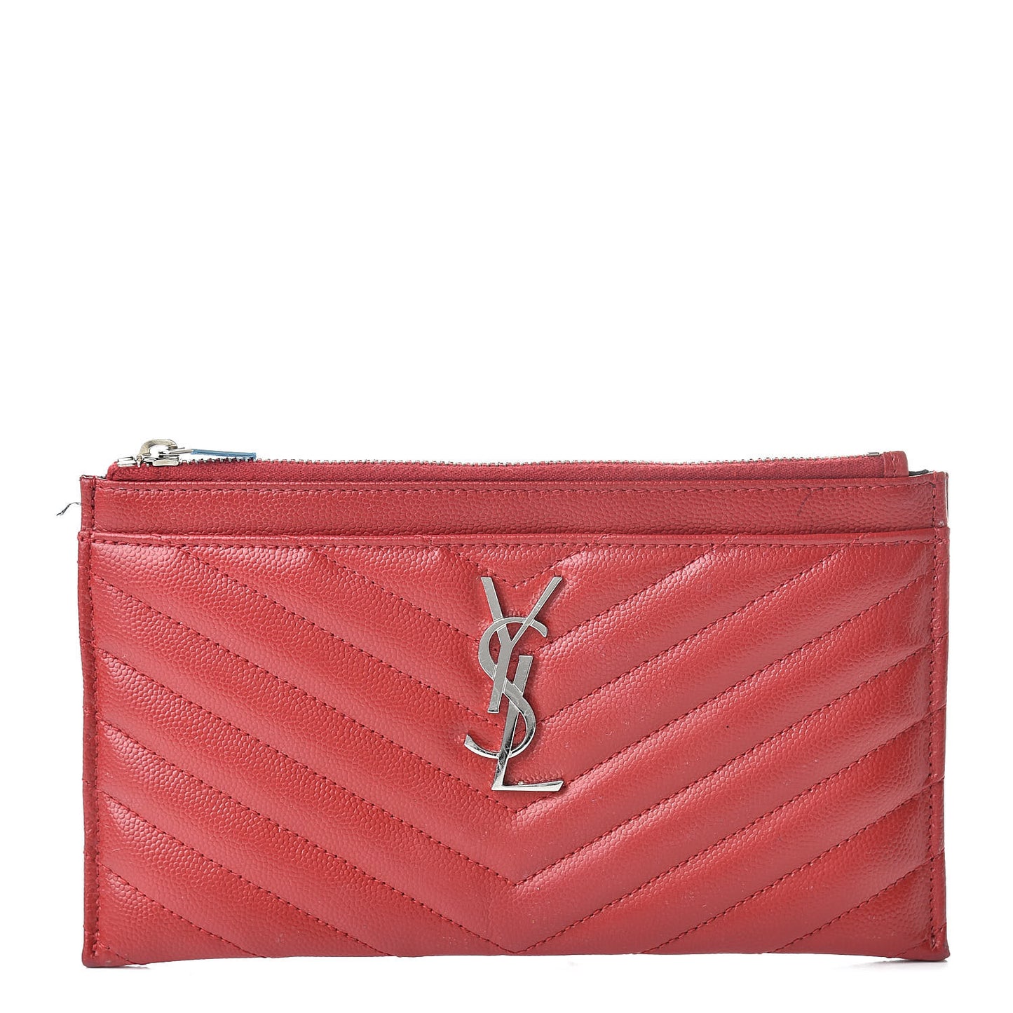 Grain De Poudre Matelasse Chevron Monogram Bill Pouch Red