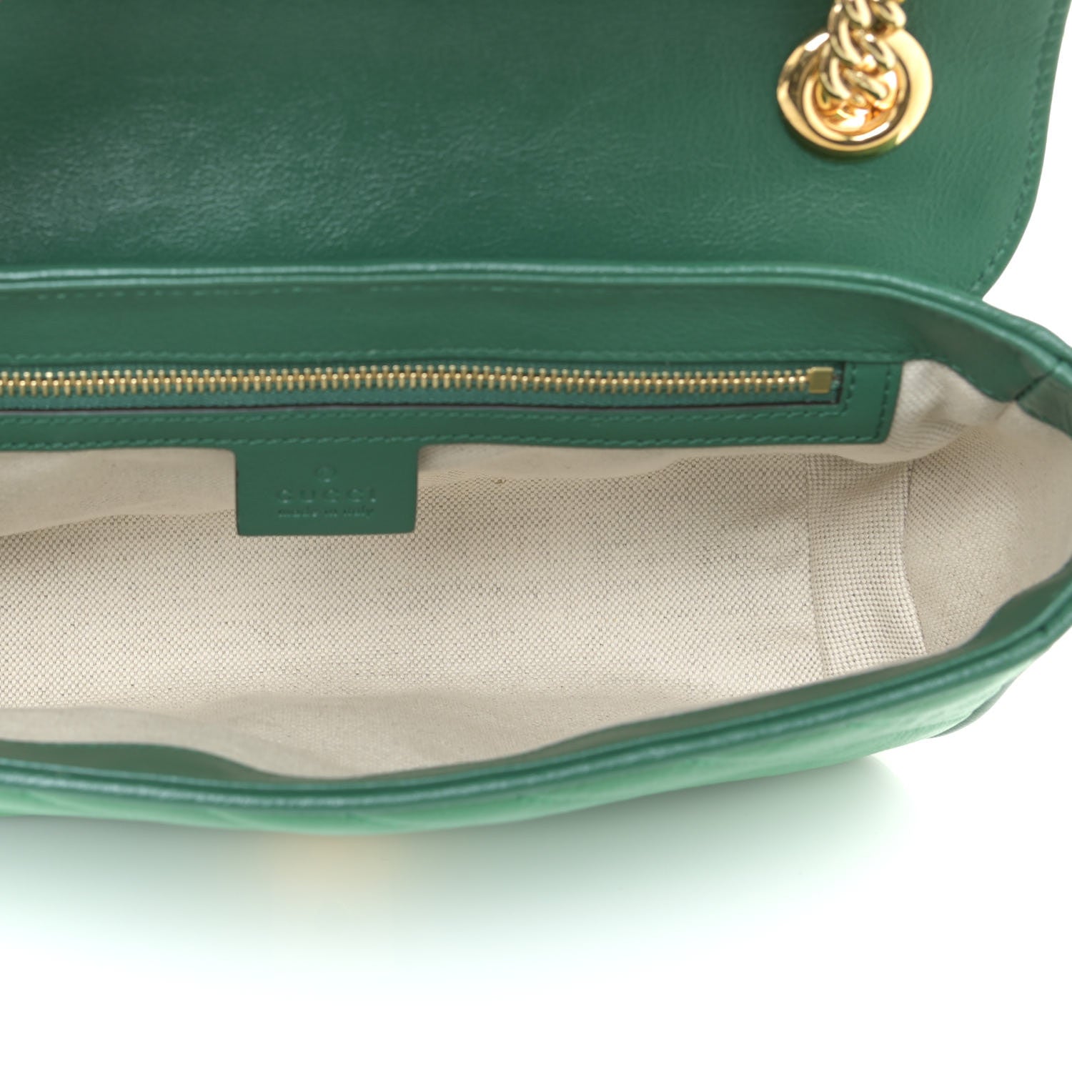 Gucci Azalea Calfskin Enamel Matelasse Diagonal Small Torchon GG Marmont Shoulder Bag New Shamarock Emerald 6 of 11