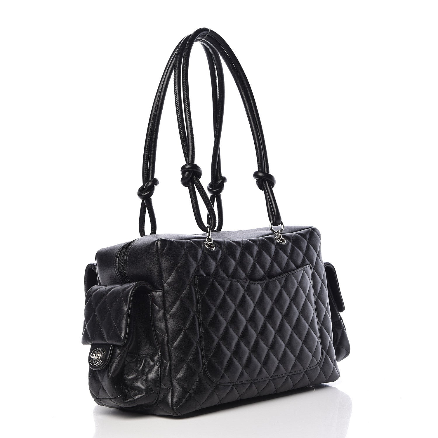 Chanel Calfskin Quilted Large Cambon Multipocket Reporter Black White 3 of 11