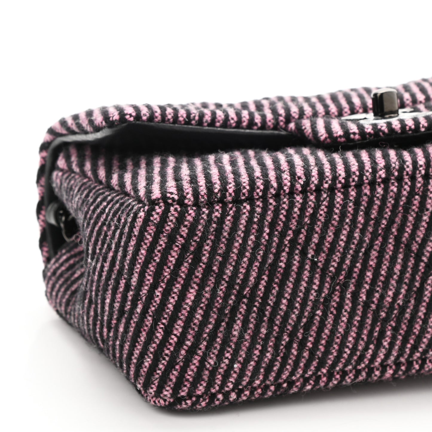 Wool Tweed Quilted Mini Rectangular Flap Pink Black