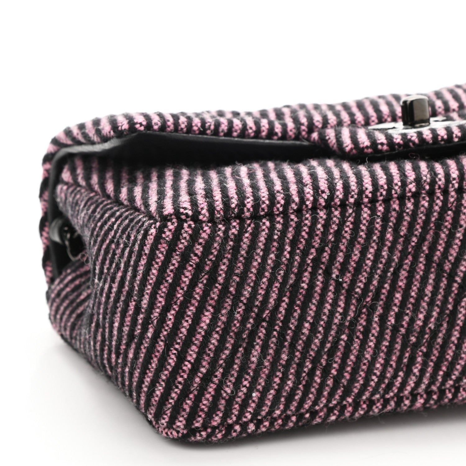 Chanel Wool Tweed Quilted Mini Rectangular Flap Pink Black 8 of 10