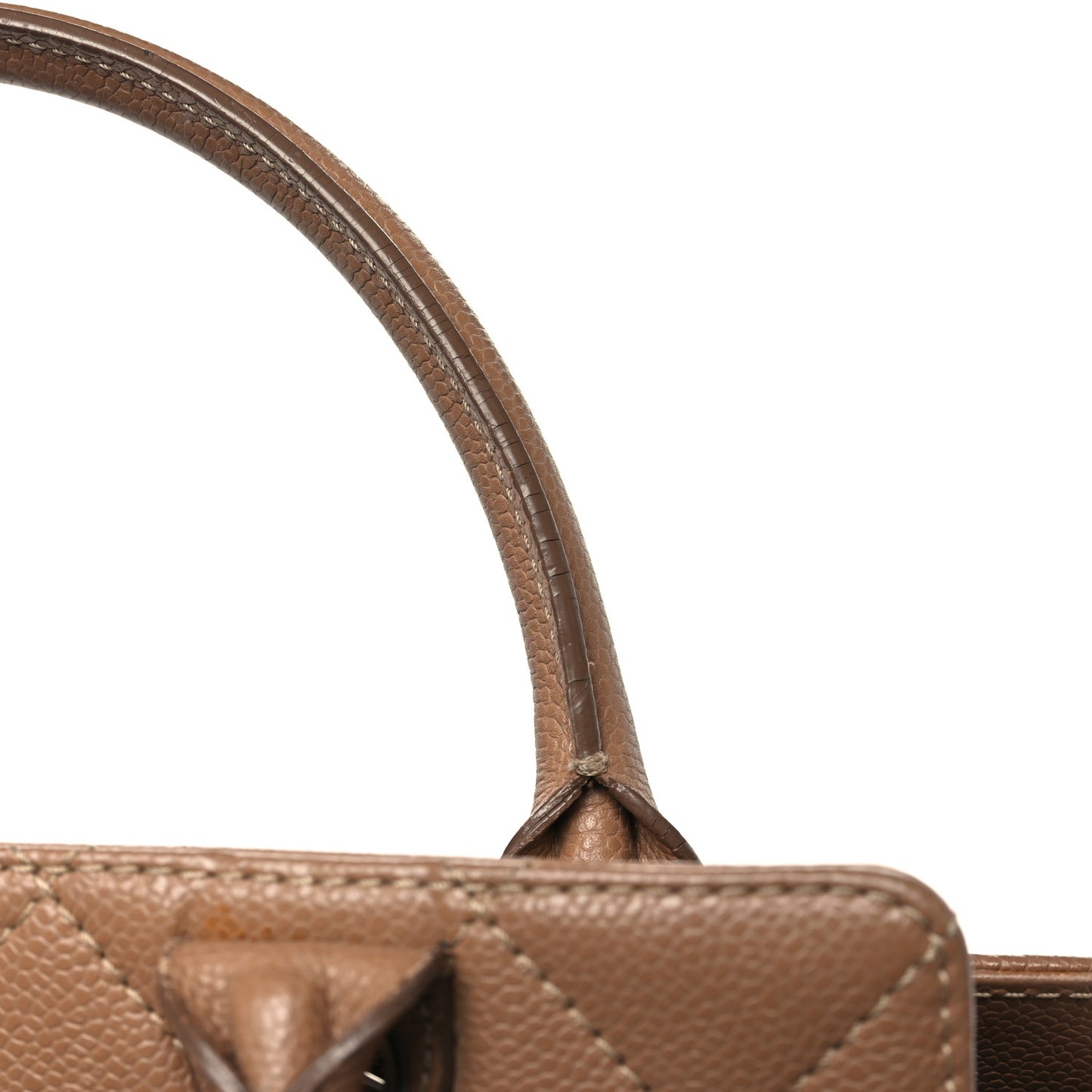 Caviar Medium Soft CC Top Handle Tote Dark Beige