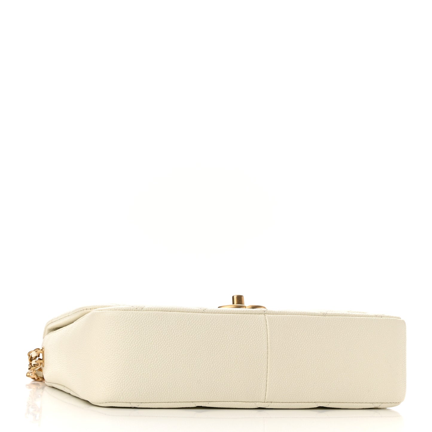 Shiny Caviar Quilted Large Chain Melody Flap White