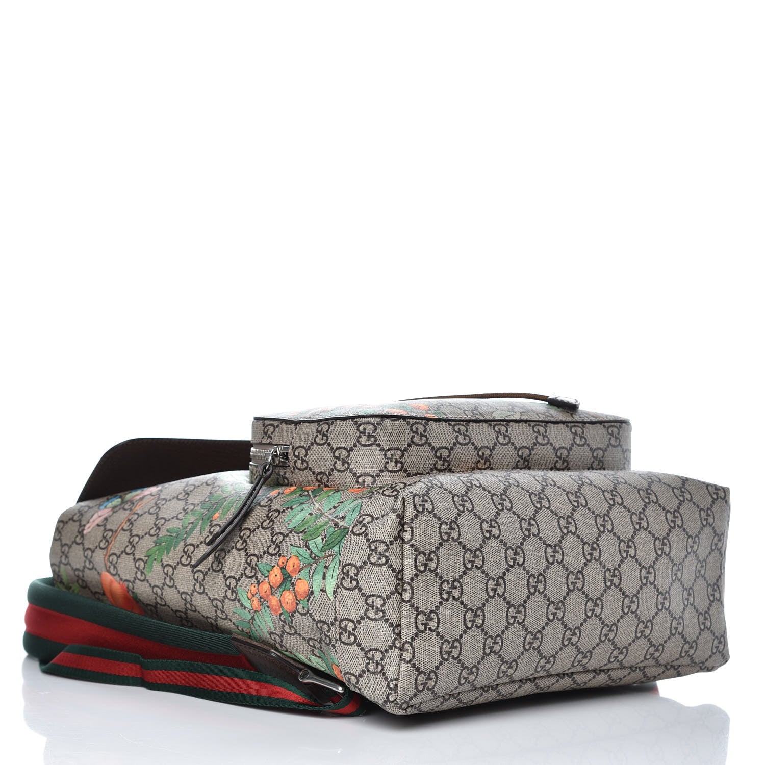Gucci GG Supreme Monogram Tian Web Single Buckle Backpack Beige Multicolor New Acero 4 of 7