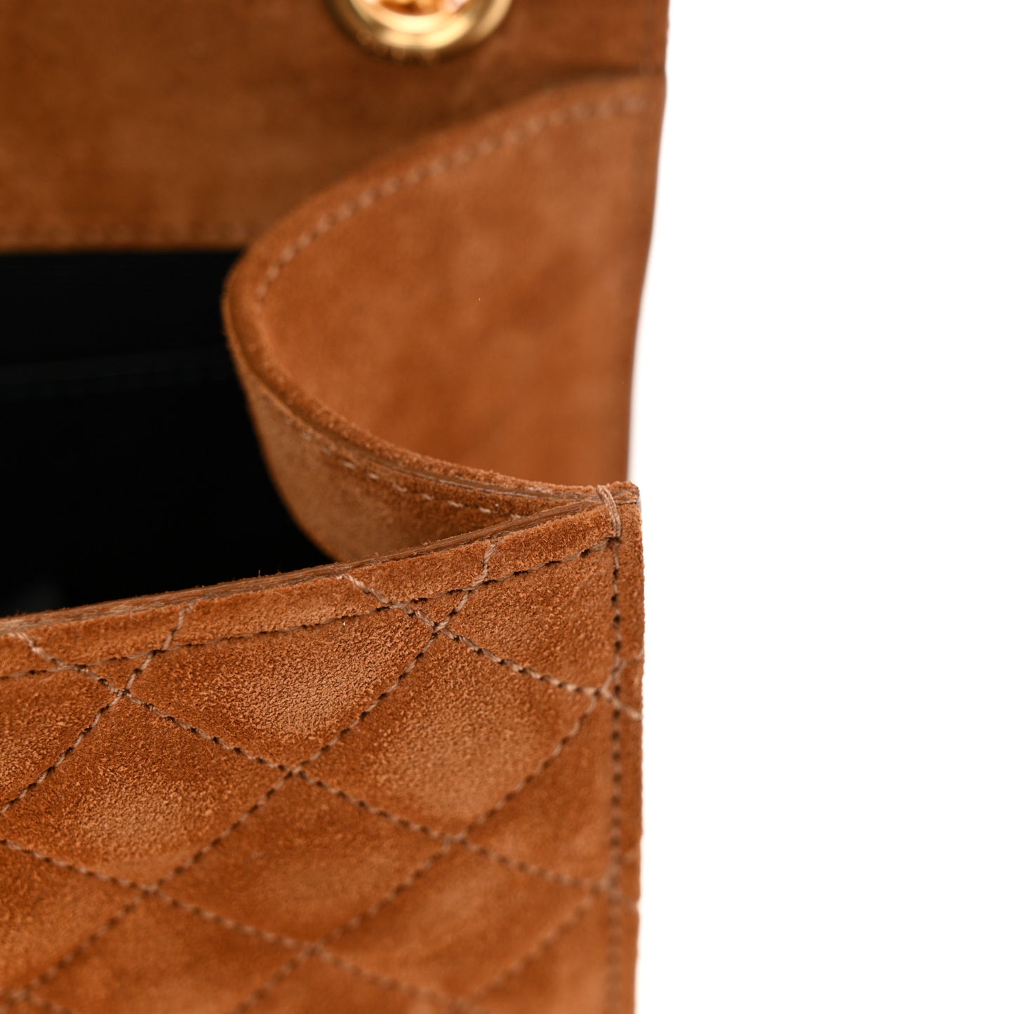 Suede Mixed Matelasse Triquilt Medium Monogram Envelope Satchel Tan