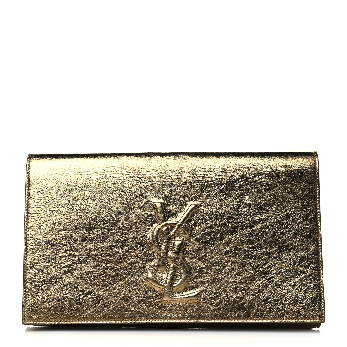 Metallic Textured Calfskin Monogram Large Belle De Jour Clutch Gold