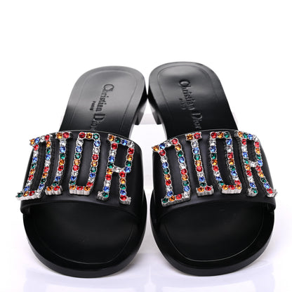 Christian Dior Calfskin Crystal Dio(r)evolution Slide Sandals 38 Black 5 of 14