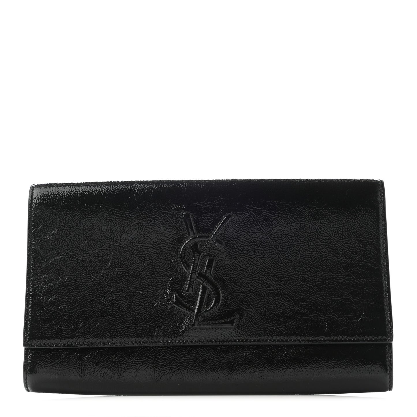 Textured Patent Monogram Large Belle De Jour Clutch Black