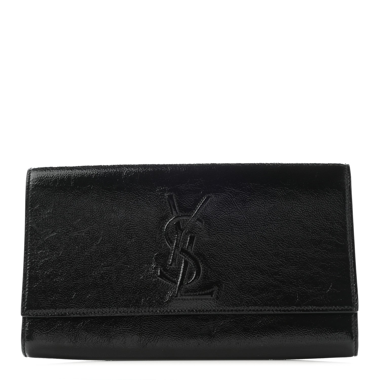 Saint Laurent Textured Patent Monogram Large Belle De Jour Clutch Black 1 of 7