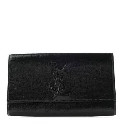 Saint Laurent Textured Patent Monogram Large Belle De Jour Clutch Black 1 of 7