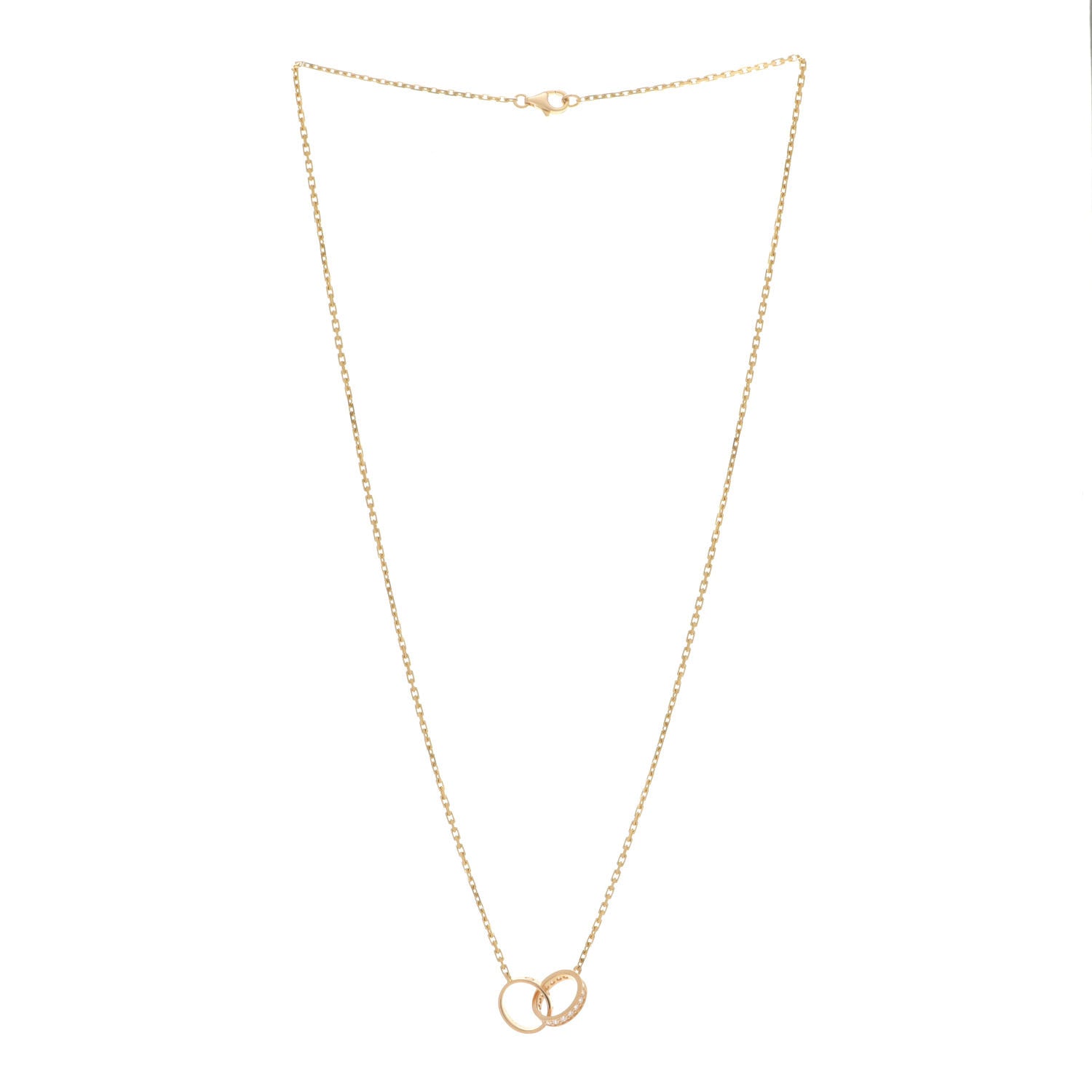 Cartier 18K Yellow Gold Diamond Interlocking LOVE Necklace 3 of 7