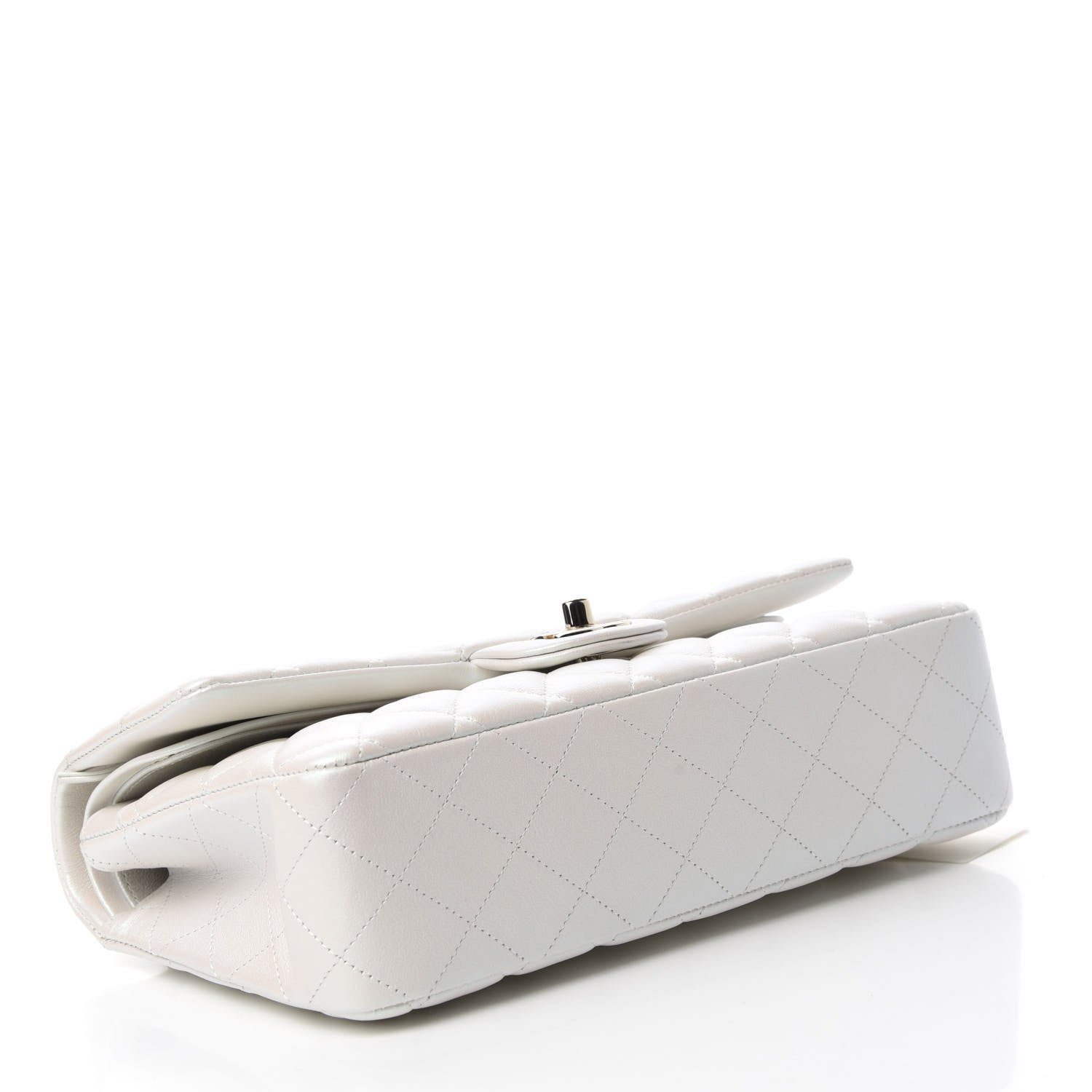 Chanel Iridescent Calfskin Quilted Medium Double Flap White