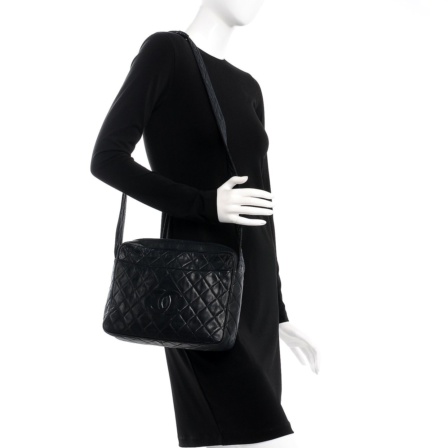 Lambskin Quilted CC Camera Case Black