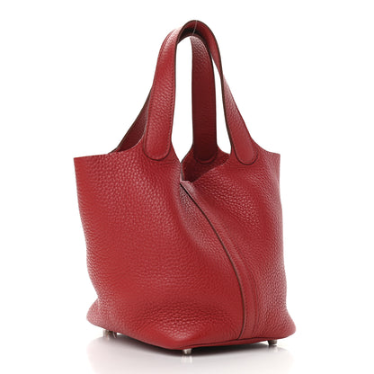 Hermes Taurillon Clemence Picotin Lock 18 PM Rouge Garance 2 of 8