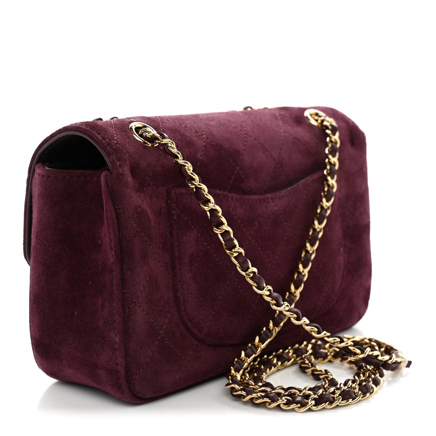 Suede Calfskin Mini Souplissimo Flap Burgundy