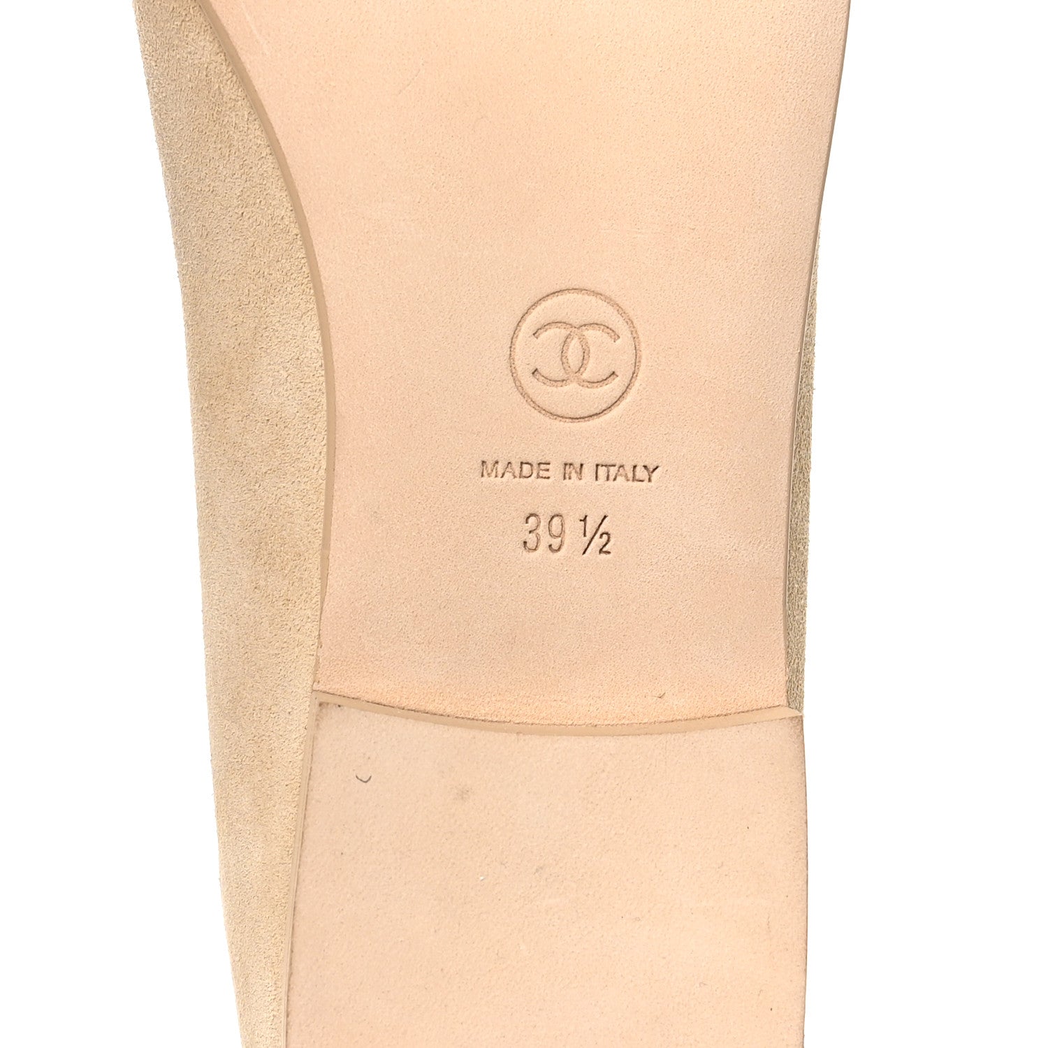 Chanel Suede Patent Calfskin Cap Toe CC Ballerina Flats 39.5 Beige 8 of 9