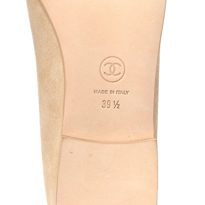 Chanel Suede Patent Calfskin Cap Toe CC Ballerina Flats 39.5 Beige 8 of 9