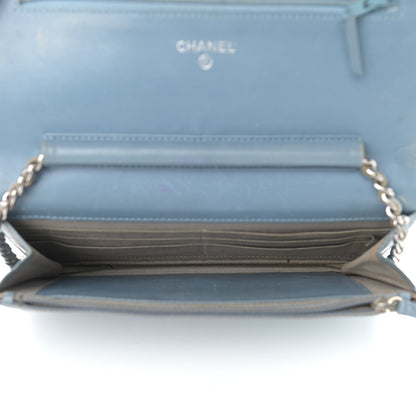 Chanel Caviar Timeless CC Wallet On Chain WOC Light Blue 5 of 16