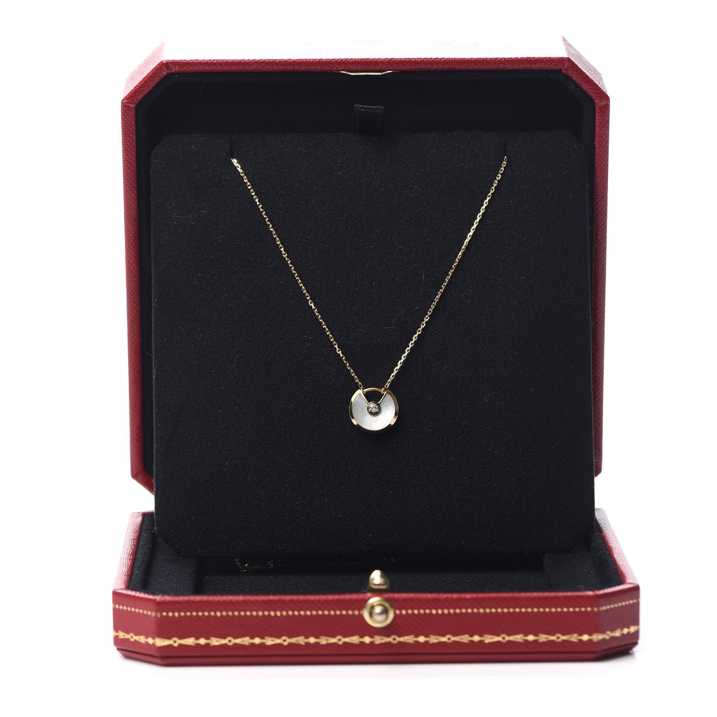 18K Yellow Gold Diamond Mother of Pearl XS Amulette de Cartier Pendant Necklace