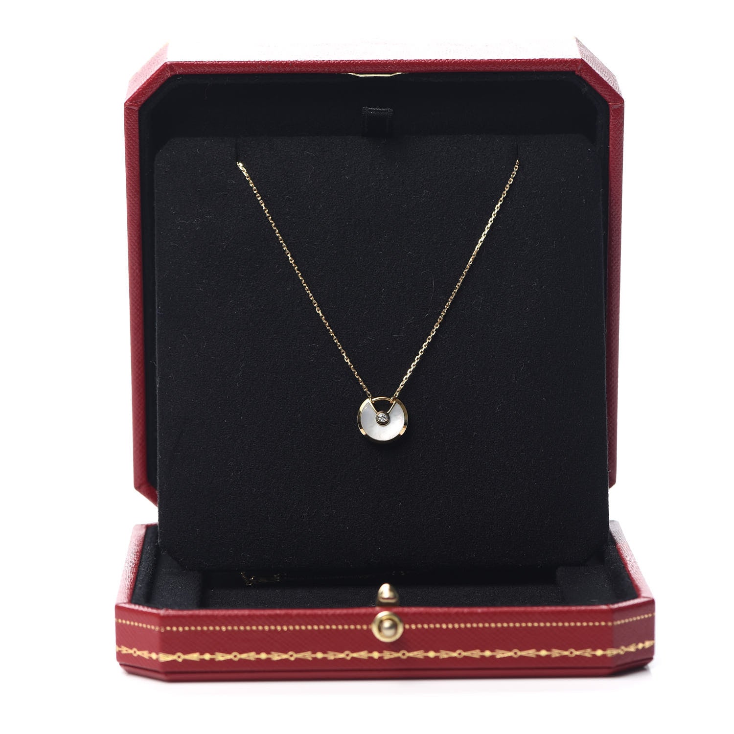Cartier 18K Yellow Gold Diamond Mother of Pearl XS Amulette de Cartier Pendant Necklace 7 of 7