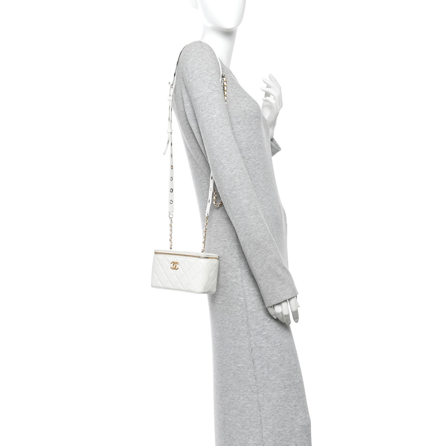 Chanel Goatskin Quilted Punk Essentials Vanity Case With Chain White 2 of 14