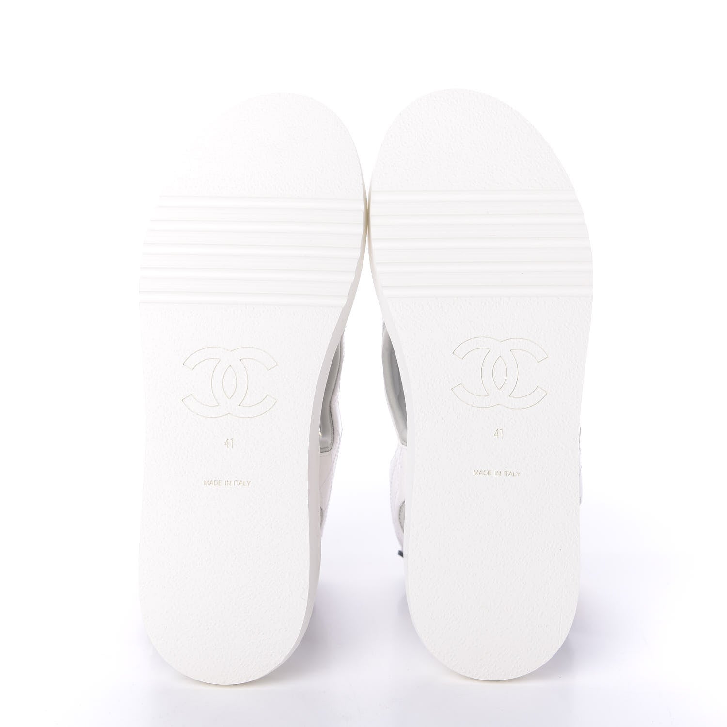 Chanel Goatskin Fabric Gladiator Sandals 41 White Light Grey Navy Blue 6 of 10