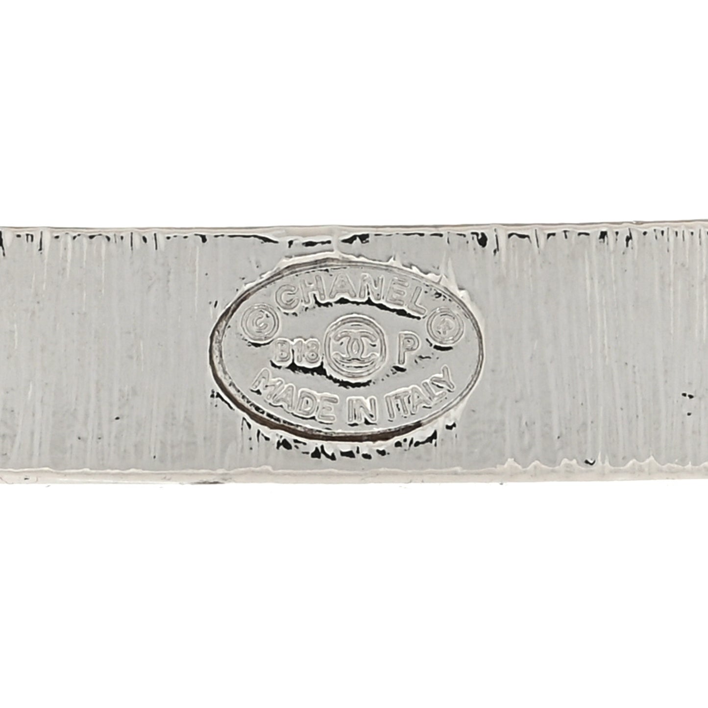 Metal Crystal Square CC Brooch Silver