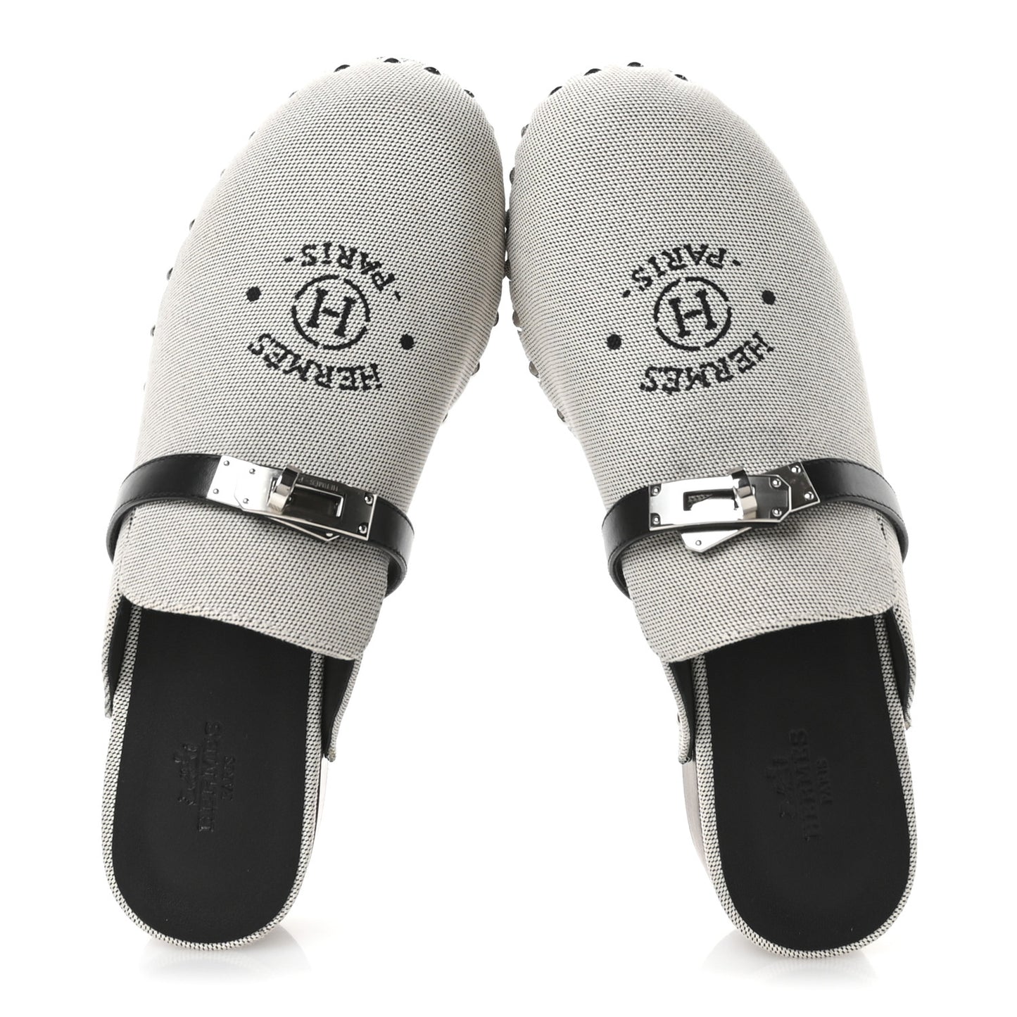 H Canvas Calfskin Carlotta Mules 37 Prunoir Black
