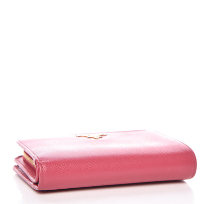 Prada Saffiano Metal Compact Wallet Peonia 4 of 8