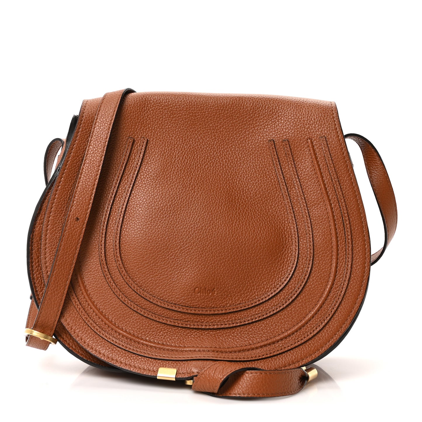 Calfskin Medium Marcie Round Crossbody Bag Tan