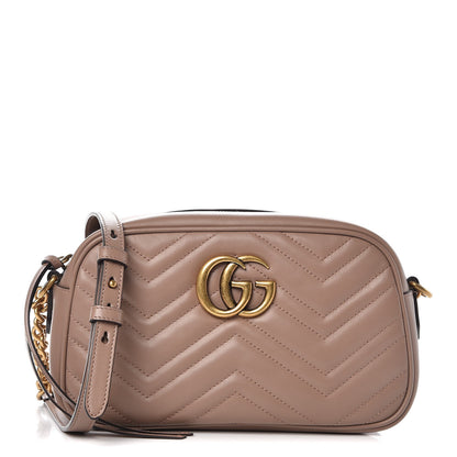 Gucci Calfskin Matelasse Small GG Marmont Chain Shoulder Bag Taupe 1 of 7