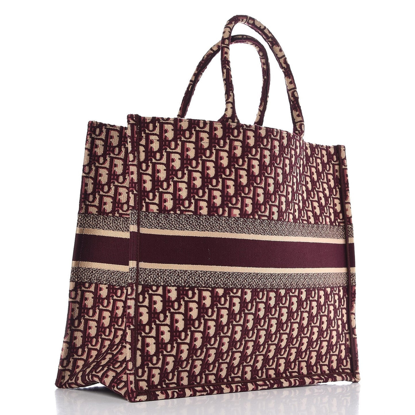 Oblique Large Book Tote Burgundy Multicolor