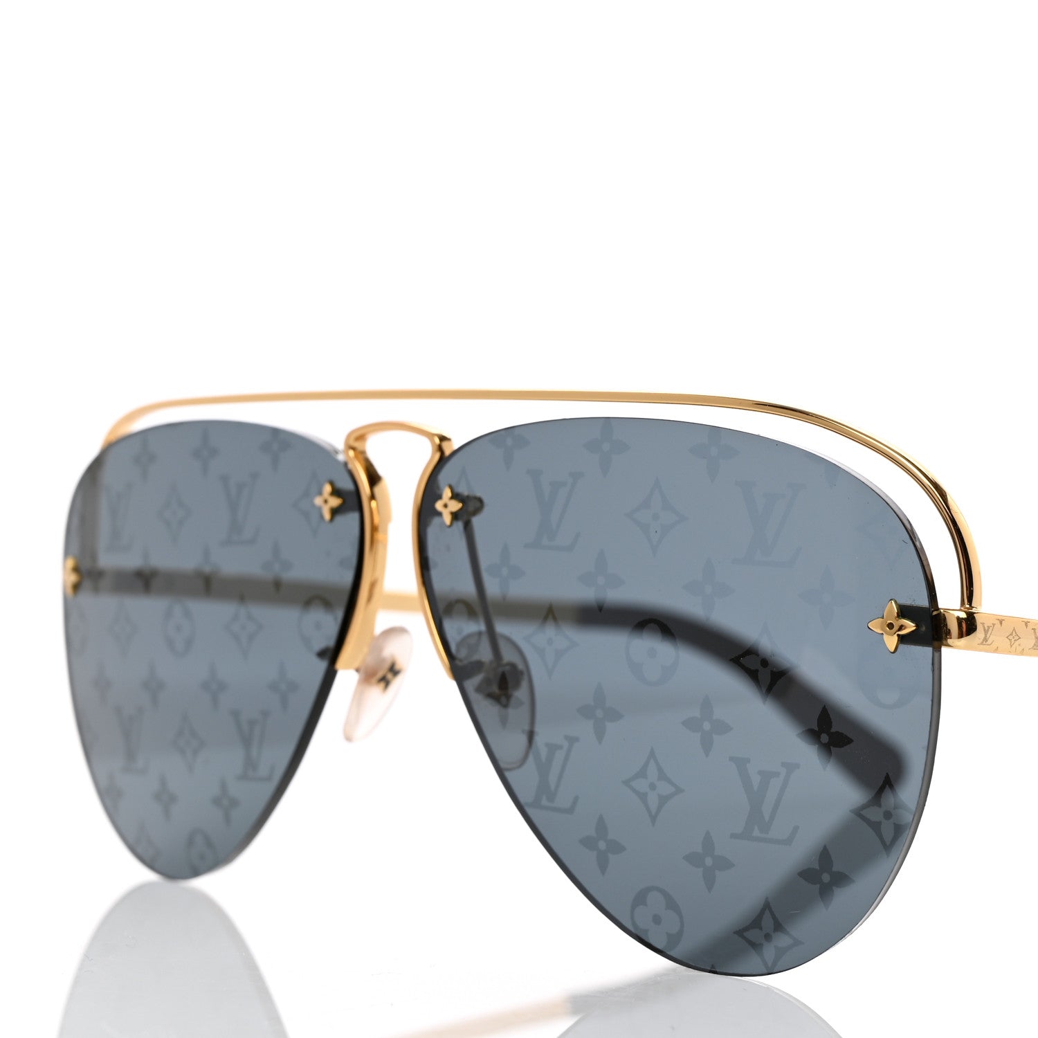 Louis Vuitton Metal Monogram Grease Sunglasses Z1172W Gold 7 of 8