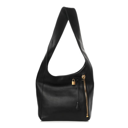 Tom Ford Calfskin Large Alix Padlock Zip Hobo Crossbody Bag Black 1 of 9