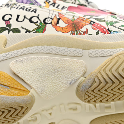 Balenciaga X GUCCI Fabric Allover Logo Flora Print Womens Triple S Sneakers 37 Multicolor White 10 of 12