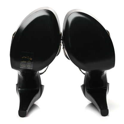 Louis Vuitton Patent Monogram Afterglow Platform Sandals 38.5 Black 5 of 9