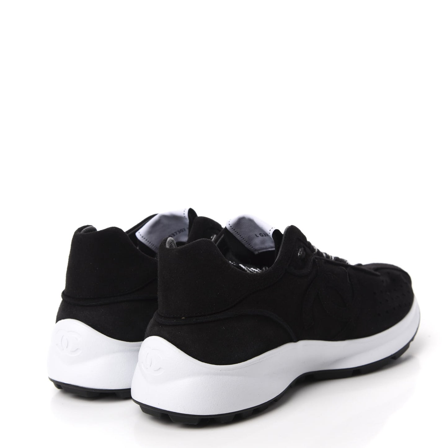 Suede Goatskin CC Sneakers 37 Black CHANEL