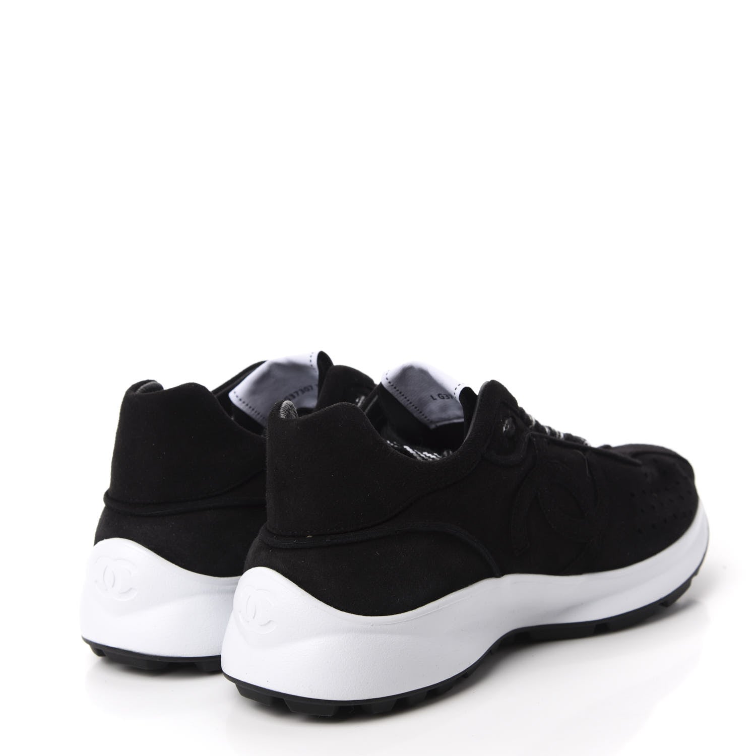 Chanel Suede Goatskin CC Sneakers 37 Black CHANEL 4 of 10
