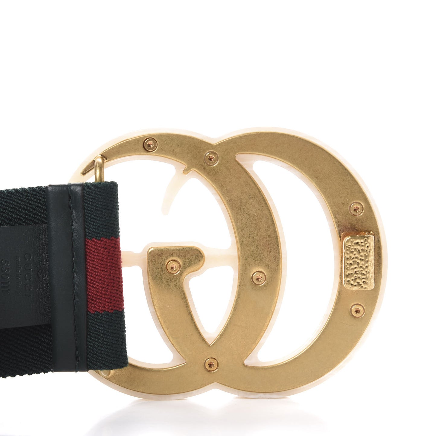 Elastic Web Crystal Embellished Plexiglass GG Marmont Belt 75 30 Red Green