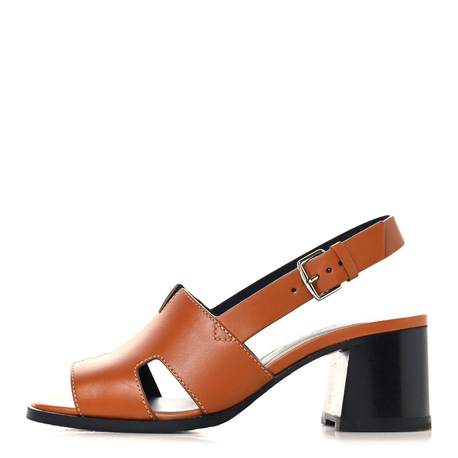 Hermes Calfskin Elbe 60 Sandals 38 Marron Glaise 1 of 9