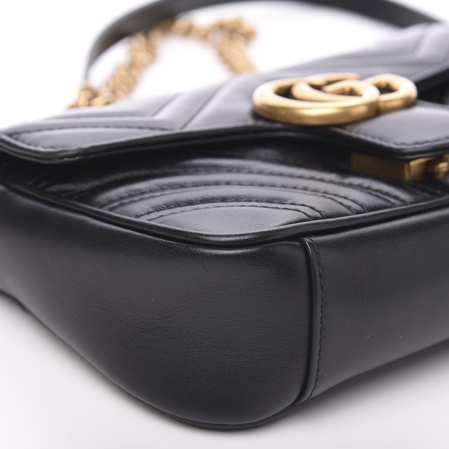Gucci Calfskin Matelasse Mini GG Marmont Shoulder Bag Black 10 of 14